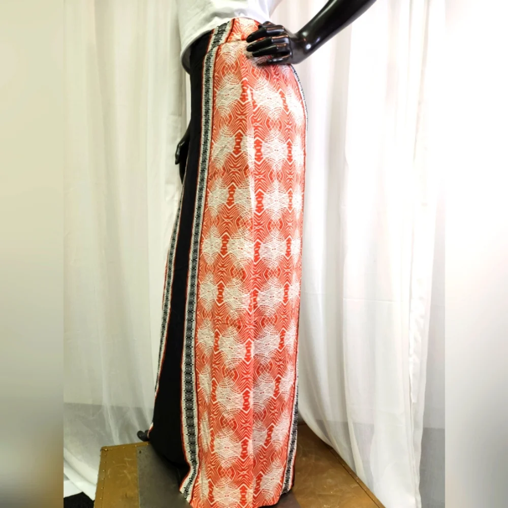 100% Silk Black and Orange Women's Skirt W/Side Slit -New W/ Tags - Picture 9 of 15